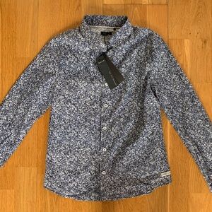 Ikks Boys Navy and White Patterned Shirt. Size 10.
